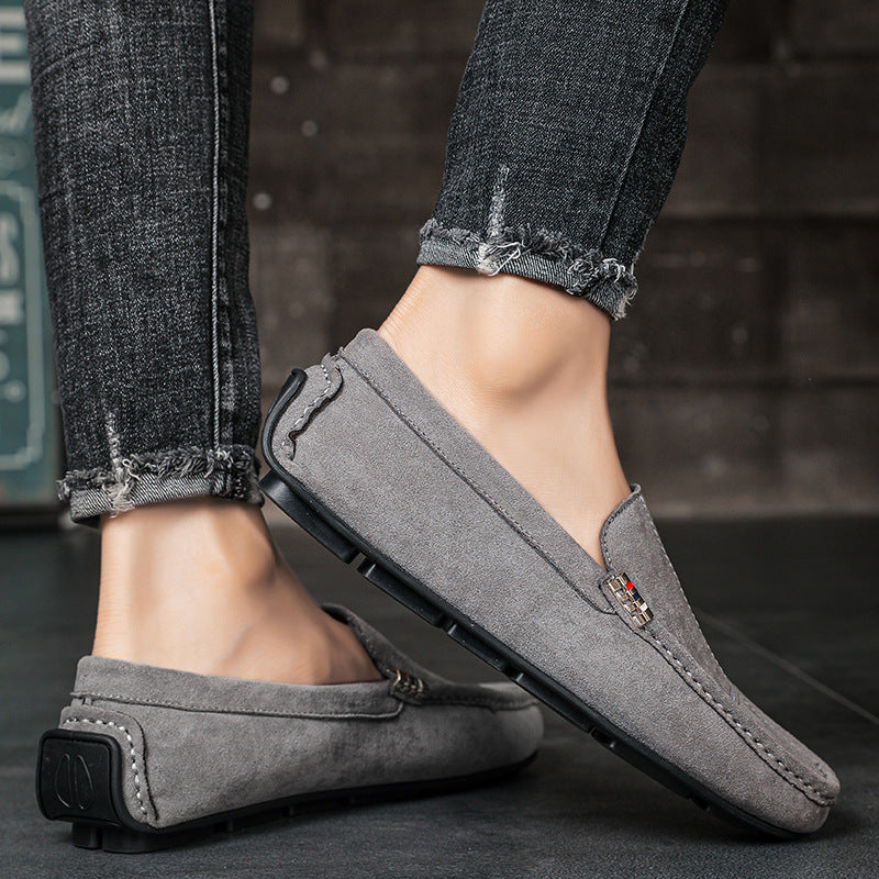 British Style Casual Men's Shoes Suede Rubber Sole Handmade Gommino Casual Shoes