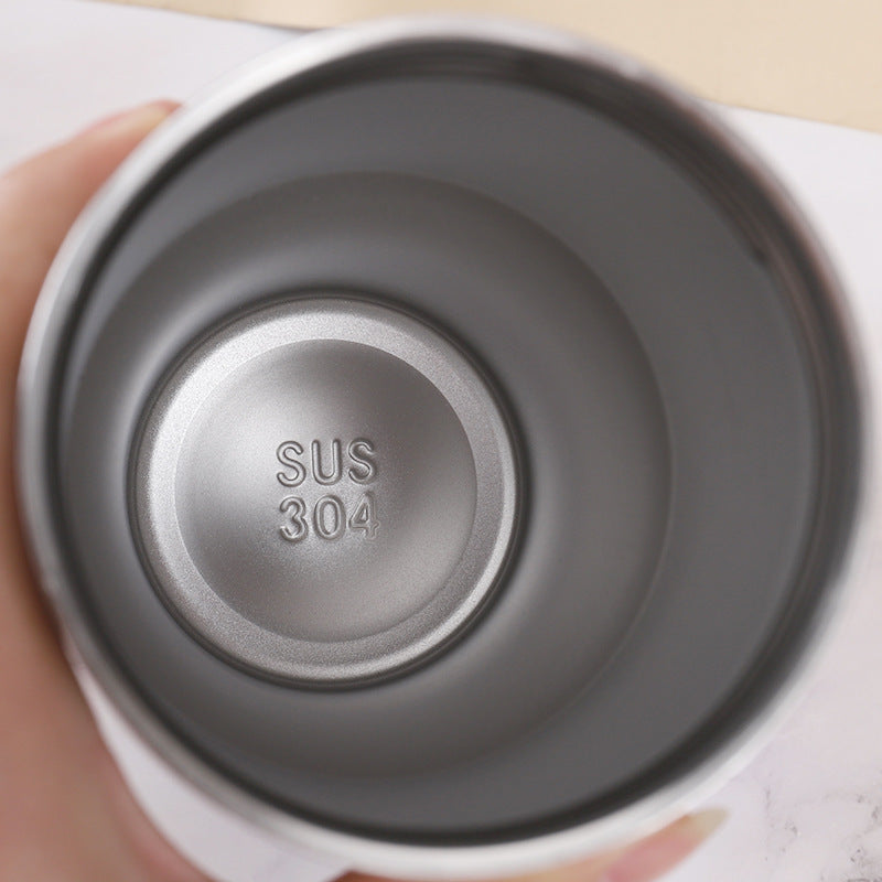 Stainless Steel Travel Cup Double Drinking Straw Cold Insulation Cup