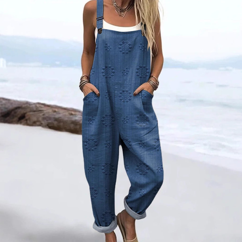 Women's Vintage Print Jumpsuit Loose Sleeveless Design Sexy