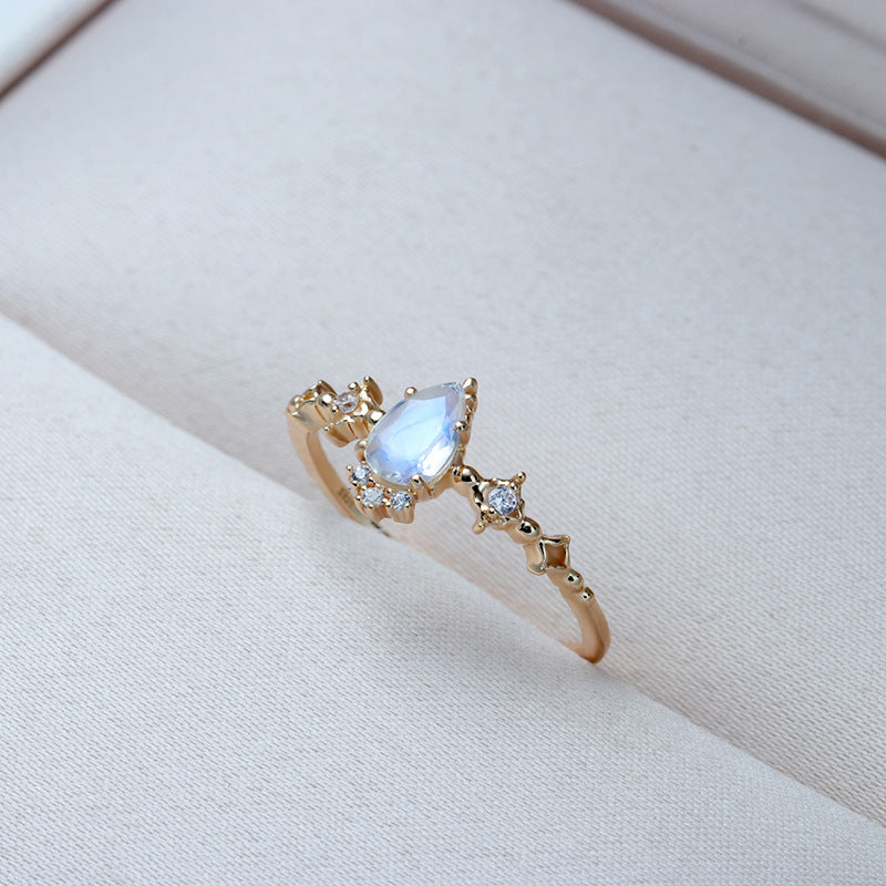 S925 Gold Plated Moonstone Thin Ring Women's Ring