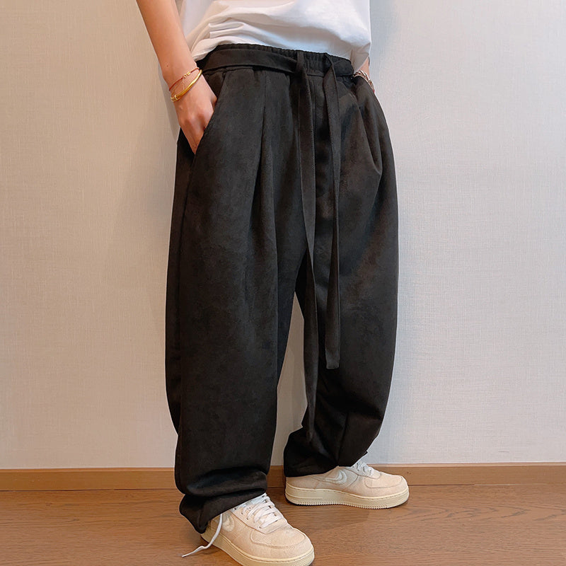 Men's Ribbon Suede Retro Matchet Pants