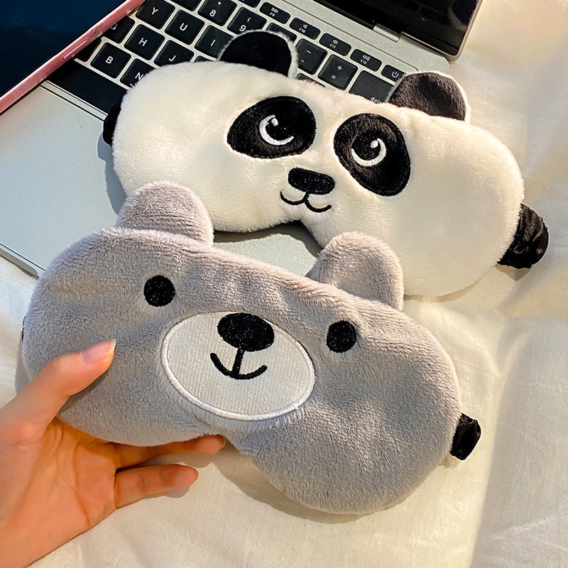 Panda Eye Mask Plush Cute Female Head-mounted