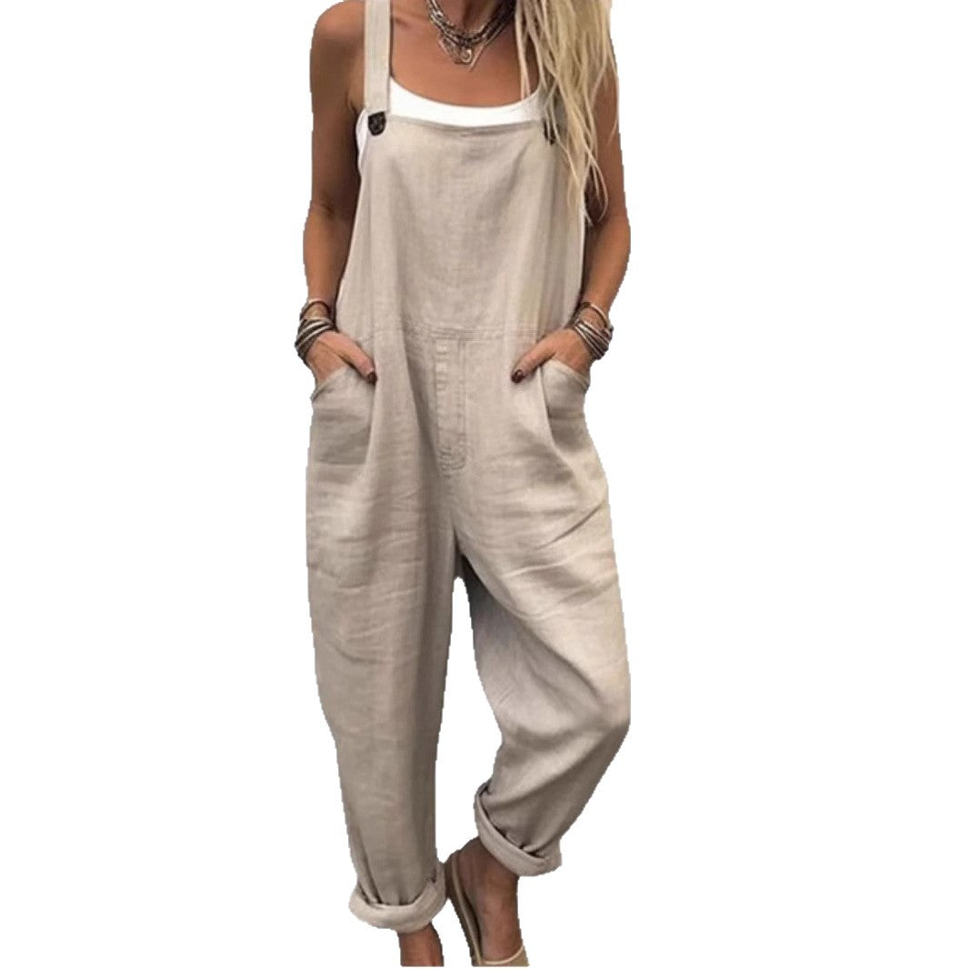 Women's Vintage Print European And American Loose Jumpsuit