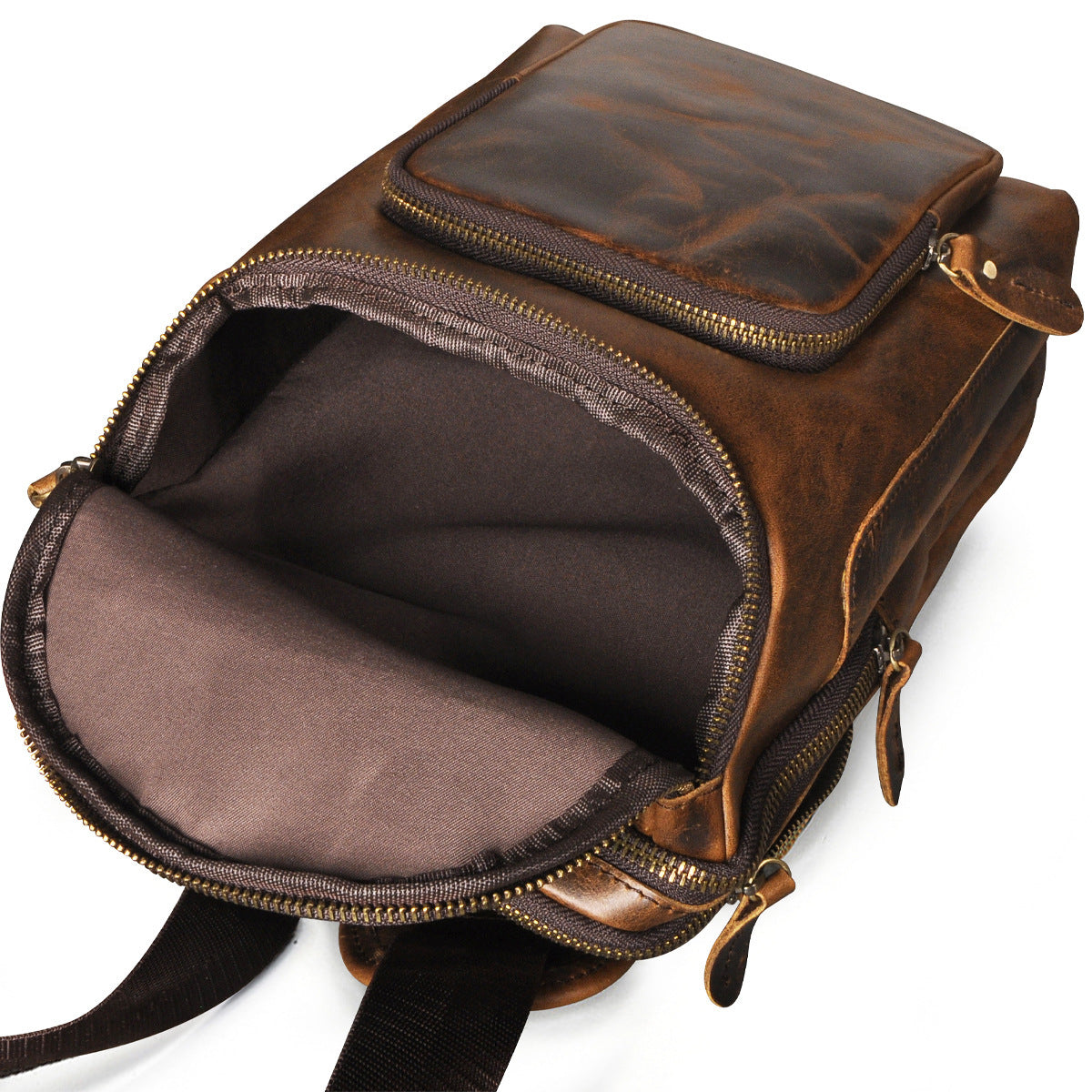 Top Layer Crazy Horse Skin Cowhide Men's Retro Chest Bag