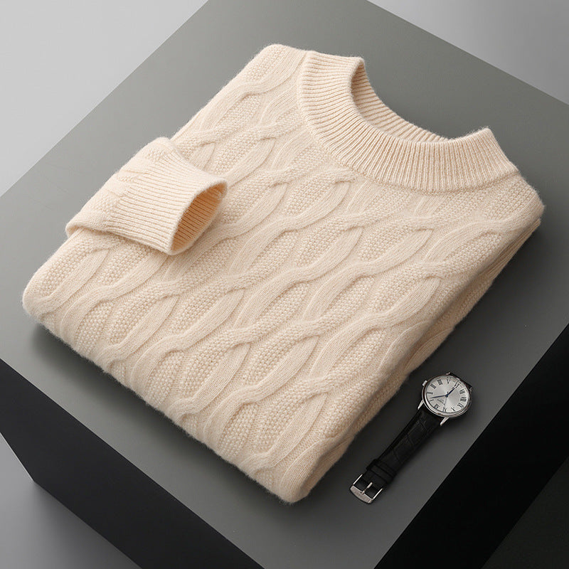 Men's Half Turtleneck Thick Sweater Pullover Knit Shirt