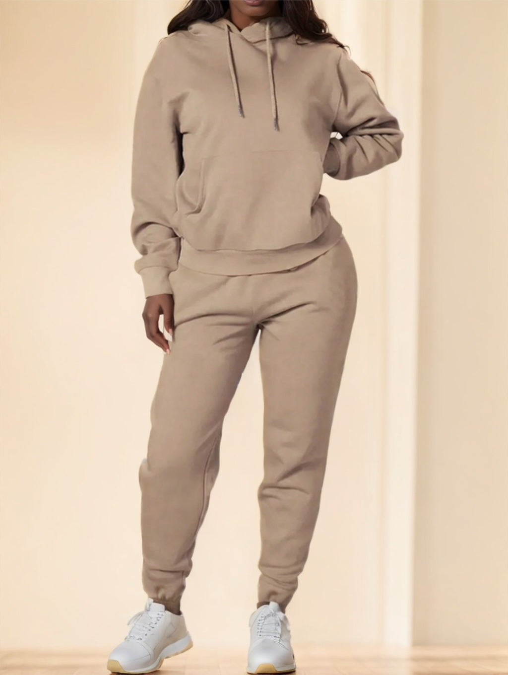 Solid Color Long Sleeve Hoodie And Sport Pants