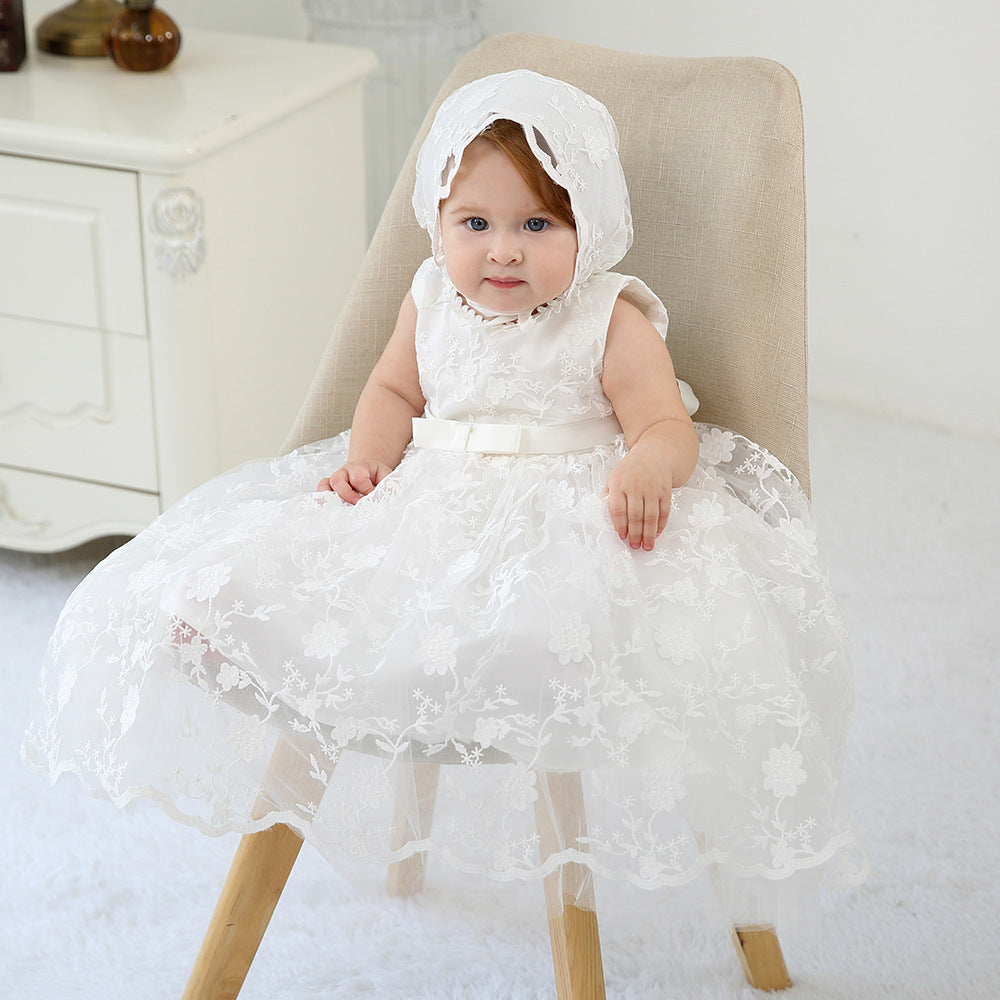 Baby Girl White Lace Dress With Hat