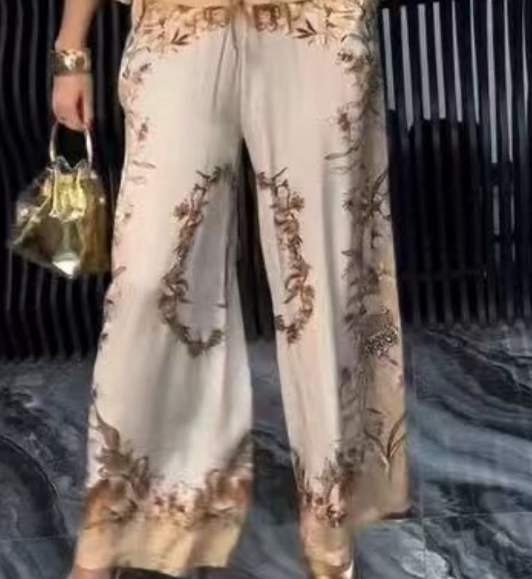 Three-dimensional Printed Flowers Baseball Uniform Drawstring Trousers Two-piece Set