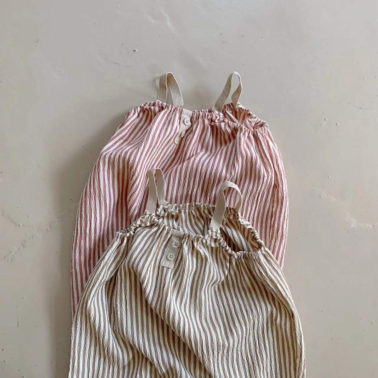 Summer Infant Thin Vertical Striped Suspender Jumpsuit