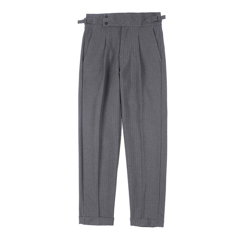 Men's Italian Striped Casual High Waist Business Casual Pants