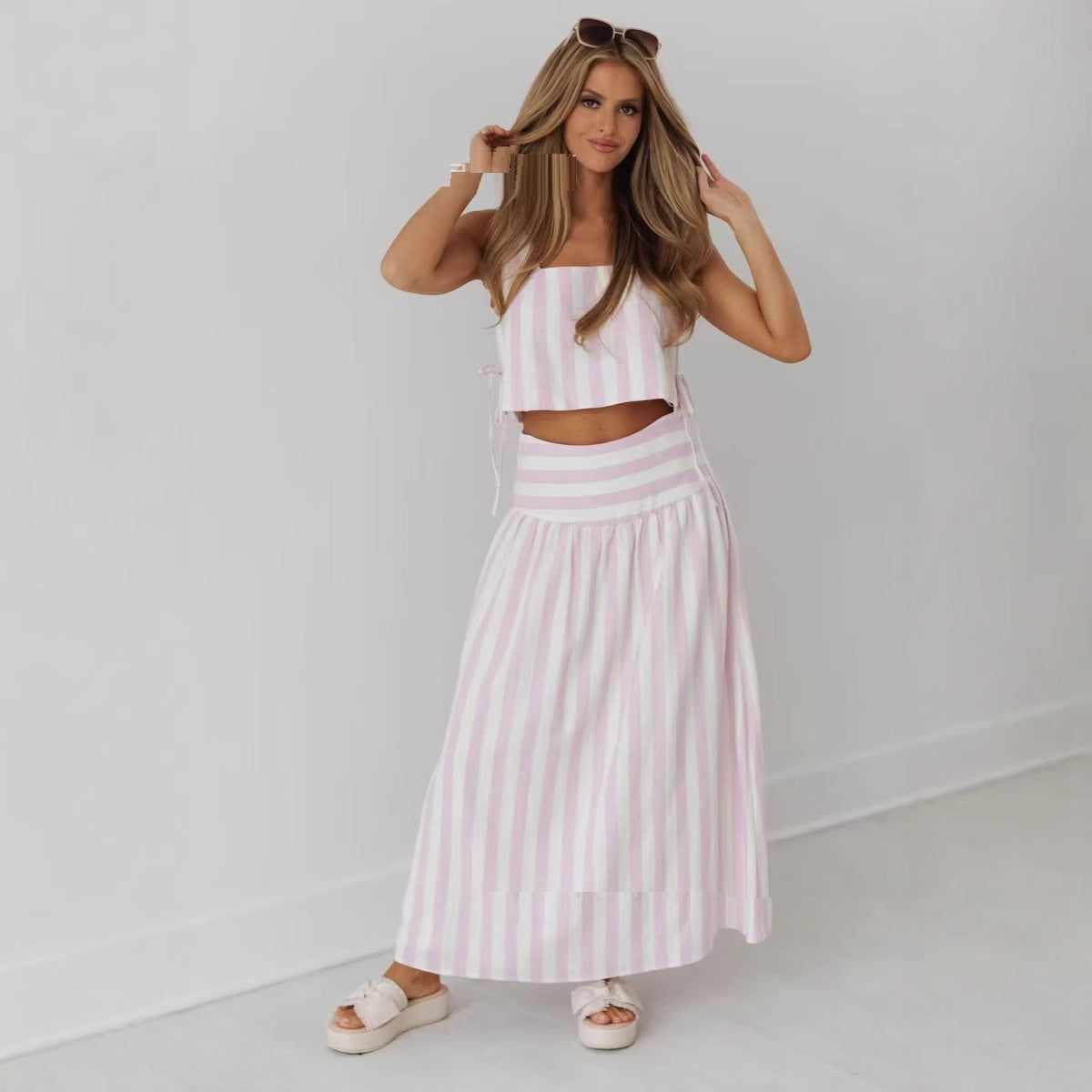 Women's Vacation Style Swing Skirt Mid-length Umbrella Skirt Suit