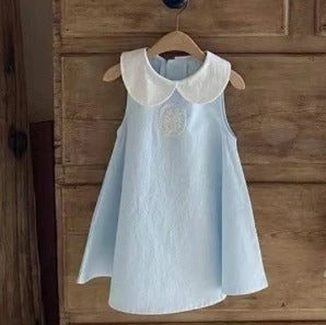Summer Baby Lace Patch Doll Collar Sleeveless Romper Dress