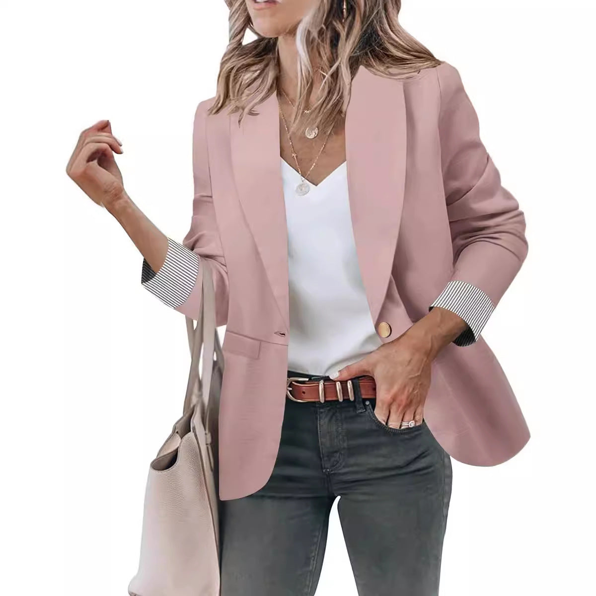 Women's Cardigan Button Small Coat Long Sleeve Short Suit