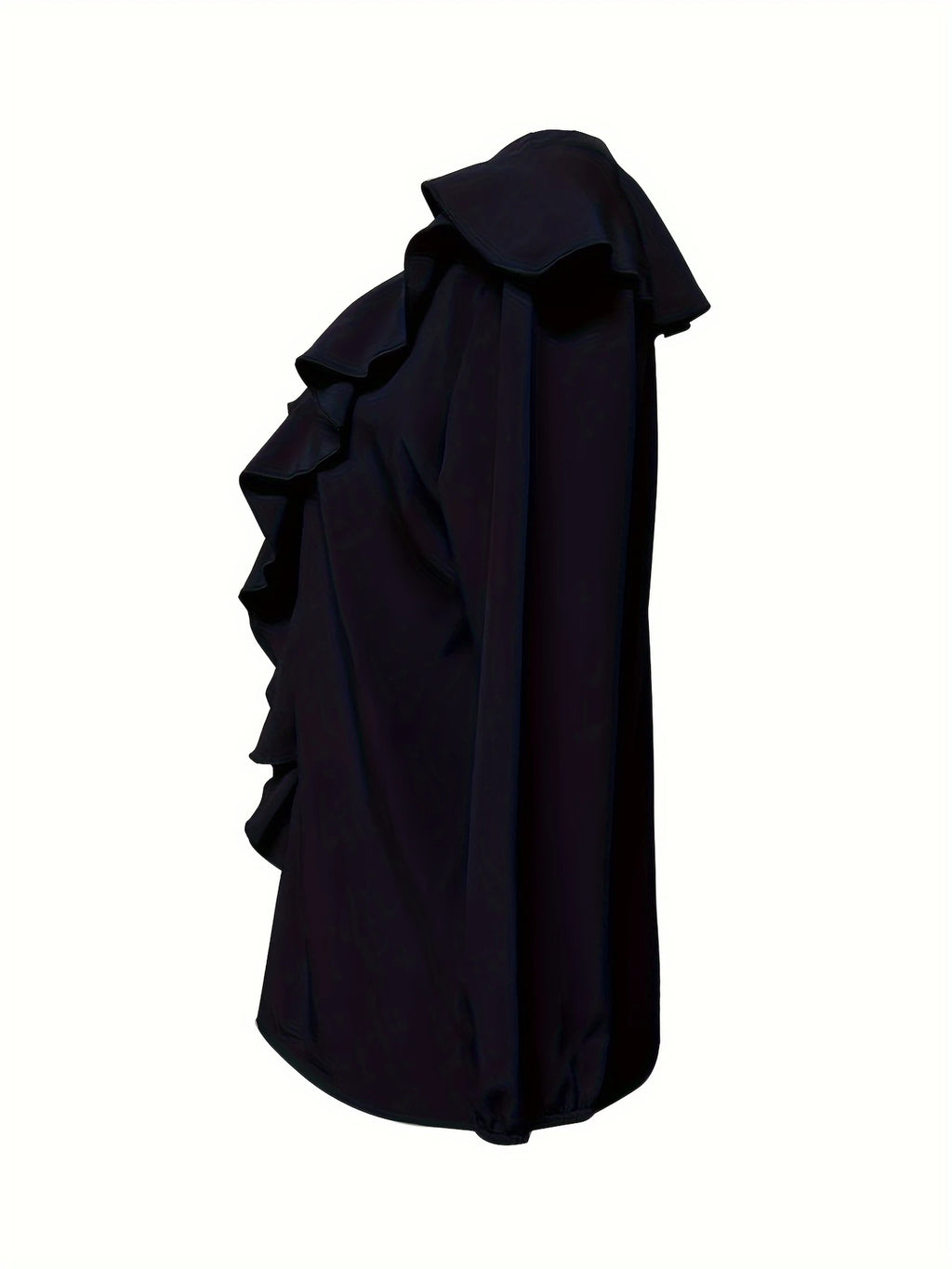 Women's Casual Polyester Blouse, Solid Color, Collarless