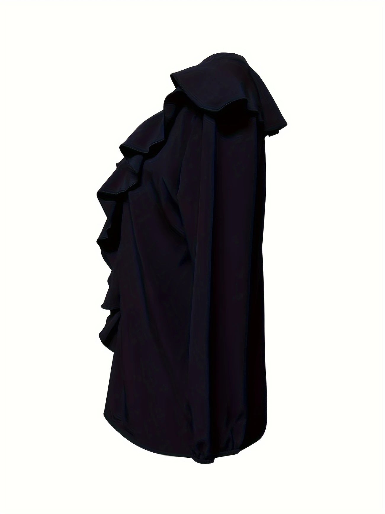 Women's Casual Polyester Blouse, Solid Color, Collarless