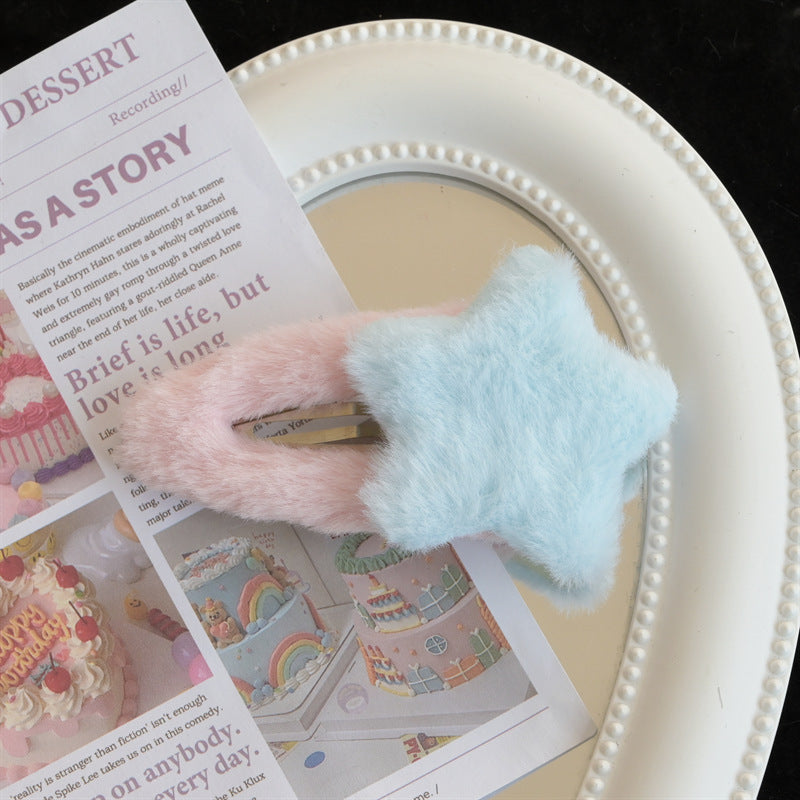 Cartoon Plush Star Hairpin Autumn And Winter