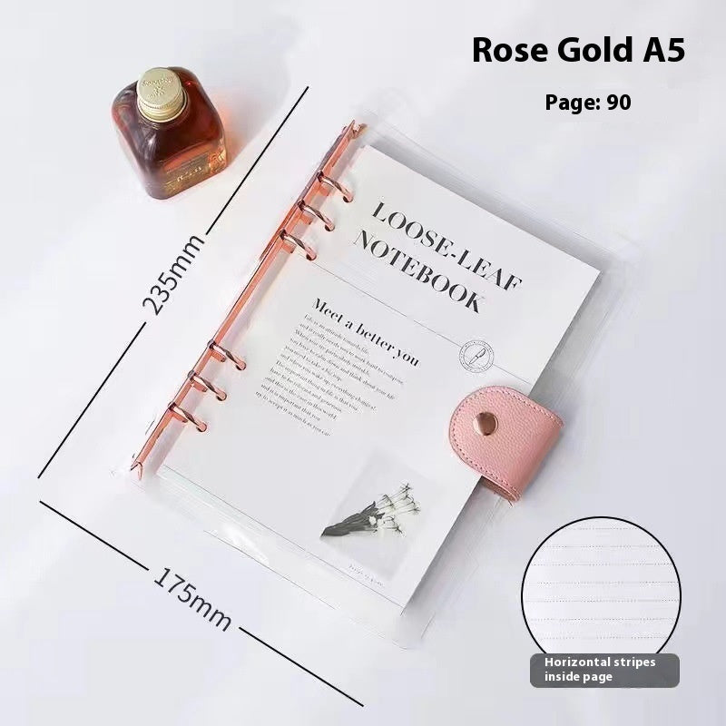 Simple Transparent Pvc Transparent Shell Loose Spiral Notebook Removable