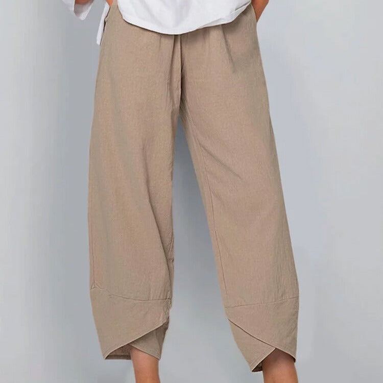 Solid Color Plus Size Women's Simple Loose Casual Cropped Pants