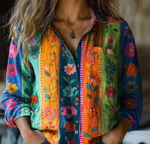 D Printed Exquisite Linen Women's Top