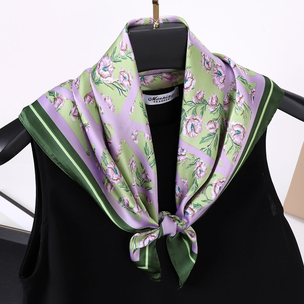 Small Square Towel Silk Scarf Retro Three-dimensional Letter Printing Ladies New