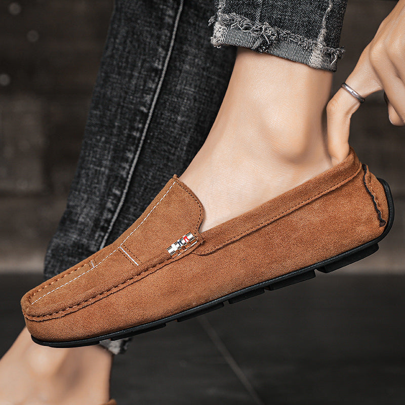 British Style Casual Men's Shoes Suede Rubber Sole Handmade Gommino Casual Shoes