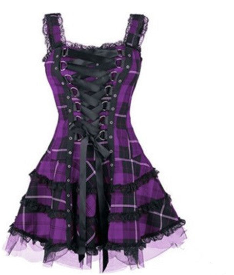 Air eyelet lace up short sleeveless skirt