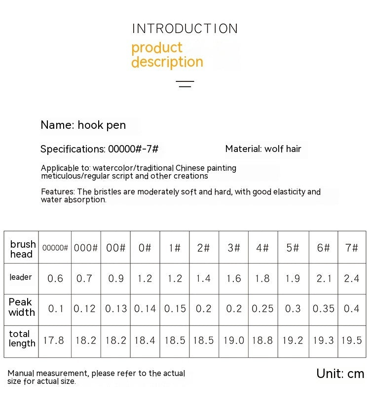 Ultra-fine Three-side Hook Line Pen Watercolor Gouache Fine Pen Outline Pigment Liner Painting Feature Brush Ultra-fine Chinese Painting Hand-painted