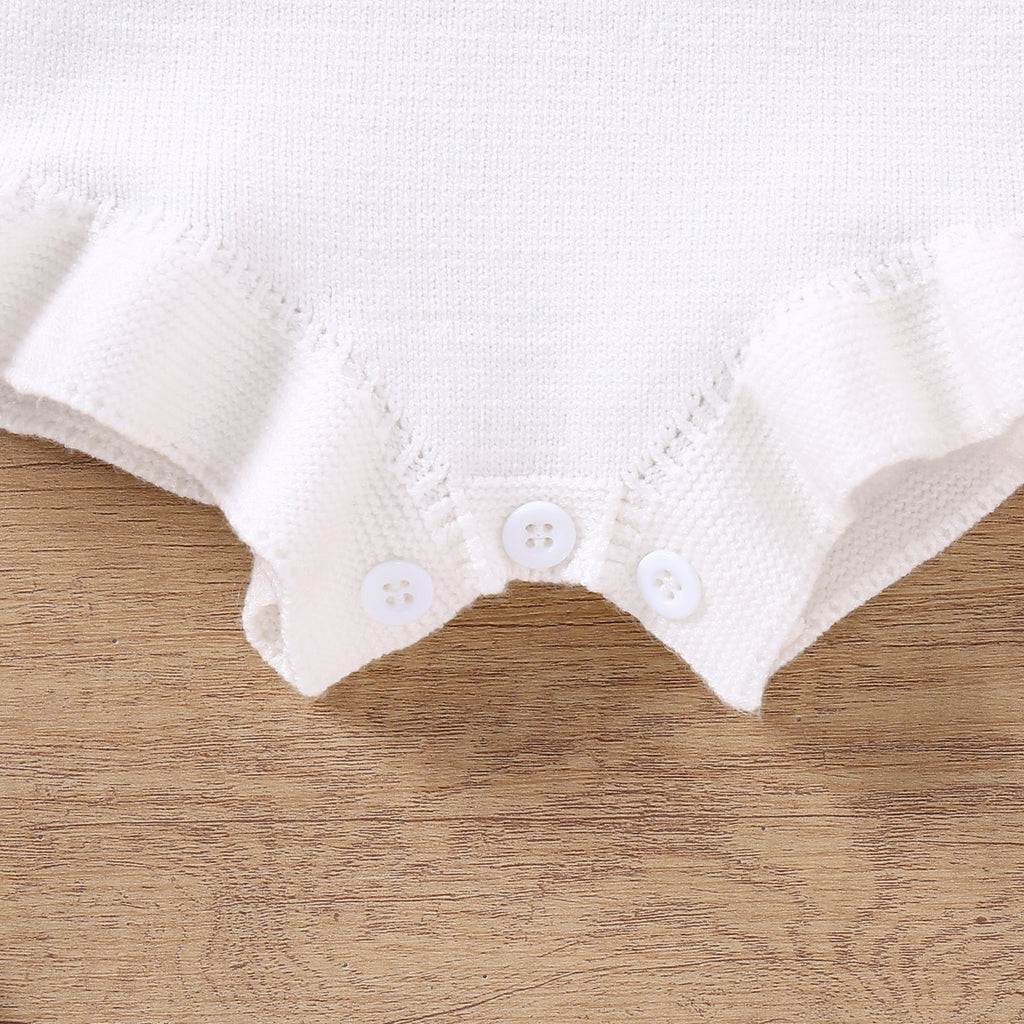 Baby Sling Doll Clothes Wool Romper Bow Embroidery Girl Sweet