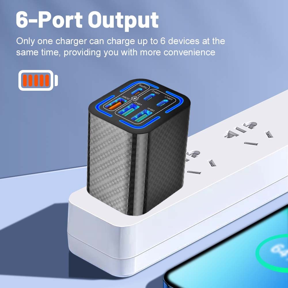 50W 6Ports 3USB 3PD Multi-interface Fast Charging Mobile Phone Charging Plug