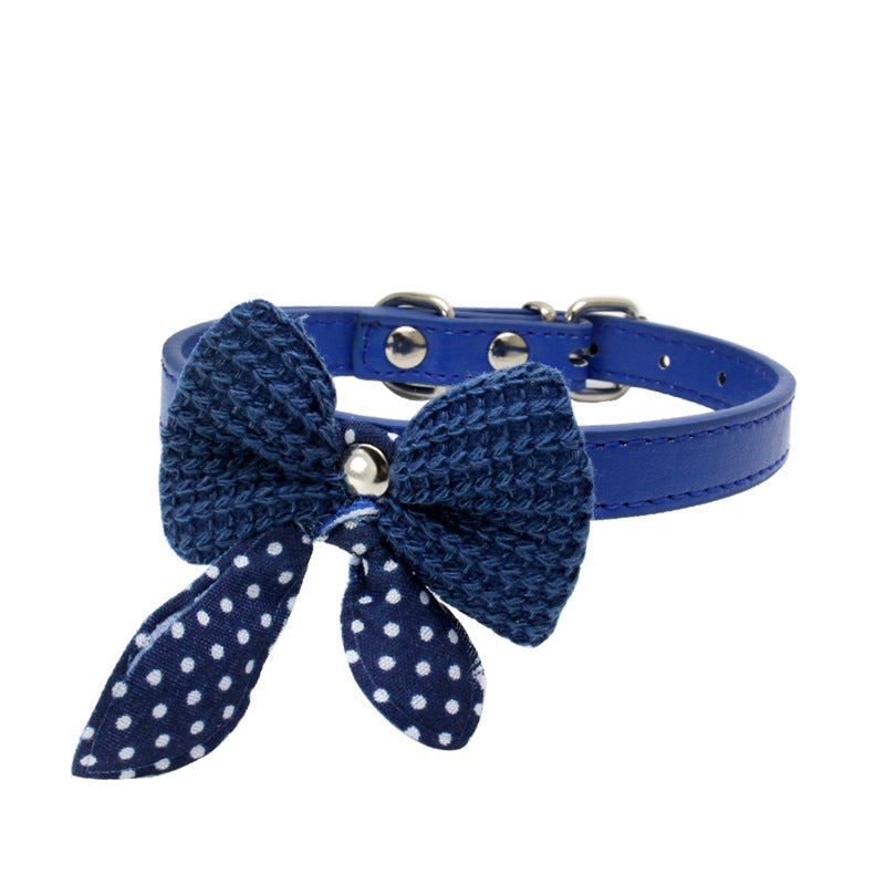 Wool Knitted Bow Pet Collar