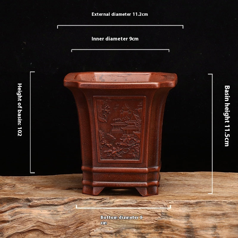 Purple Sand Flowerpot Classical Square Stick Bottle Desktop