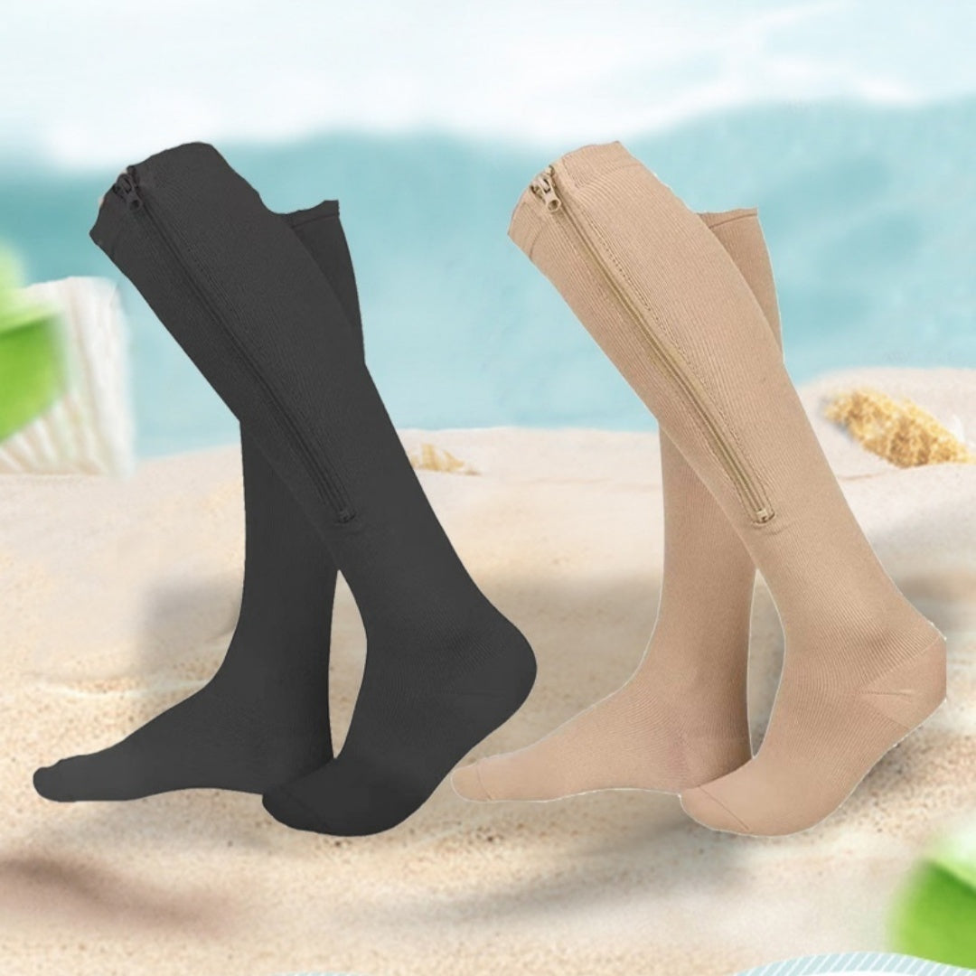 Simple Solid Color Bag Toe Zipper Pressure Socks