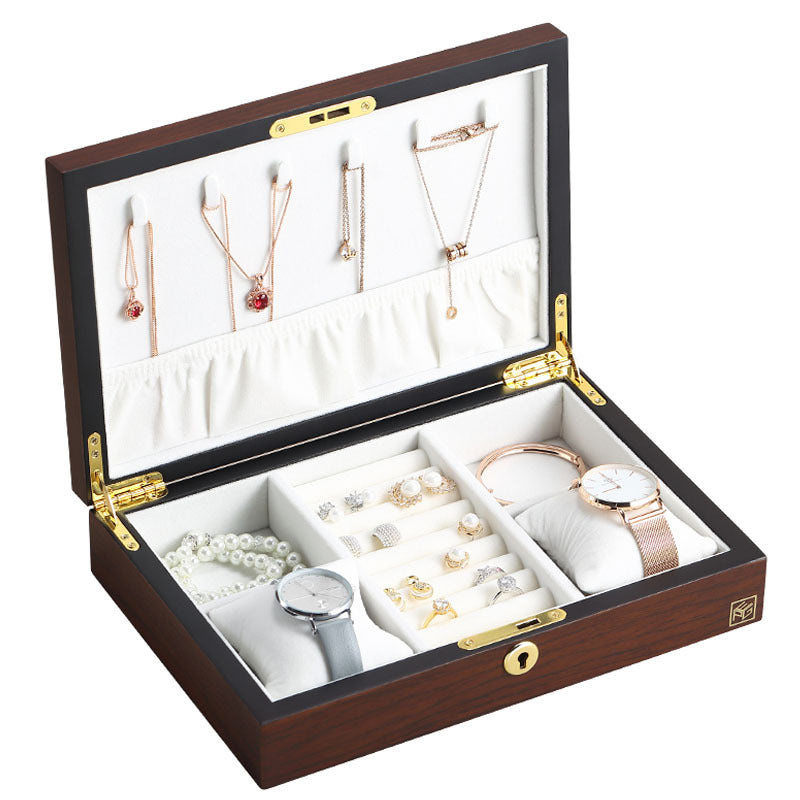 Simple Wooden Storage Jewelry Box With Lock