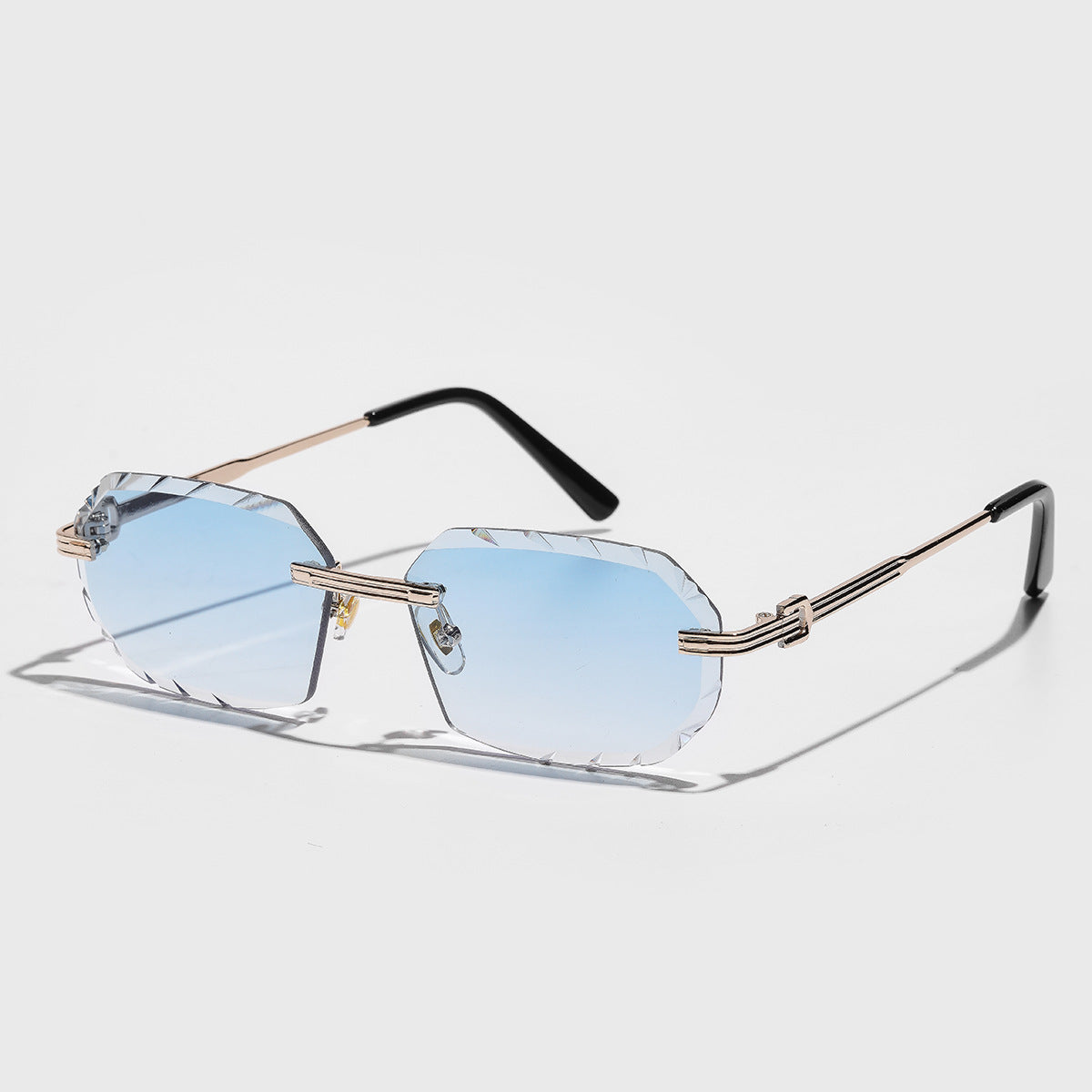Metal Frameless Diamond Cut Sunglasses