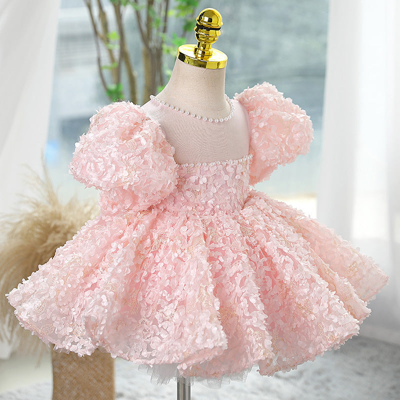 New Children's Princess Dress Sweet Flower Girl Tulle Tutu Little Girl Birthday Costume