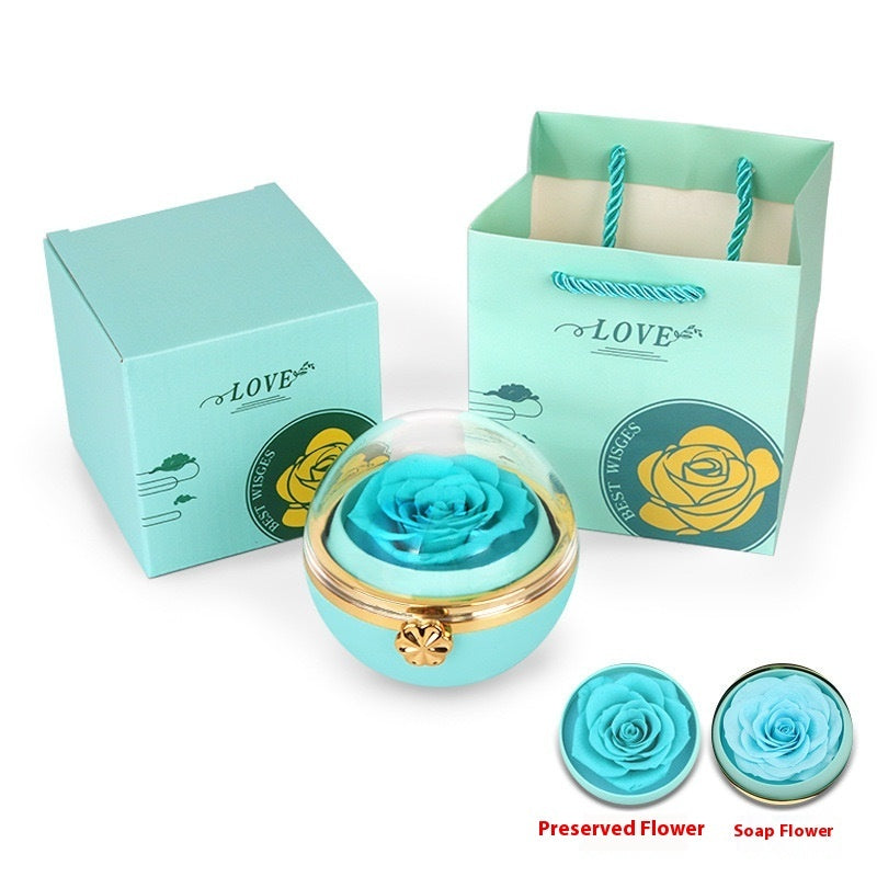 Circular Rotatable Eternal Flower Jewelry Box