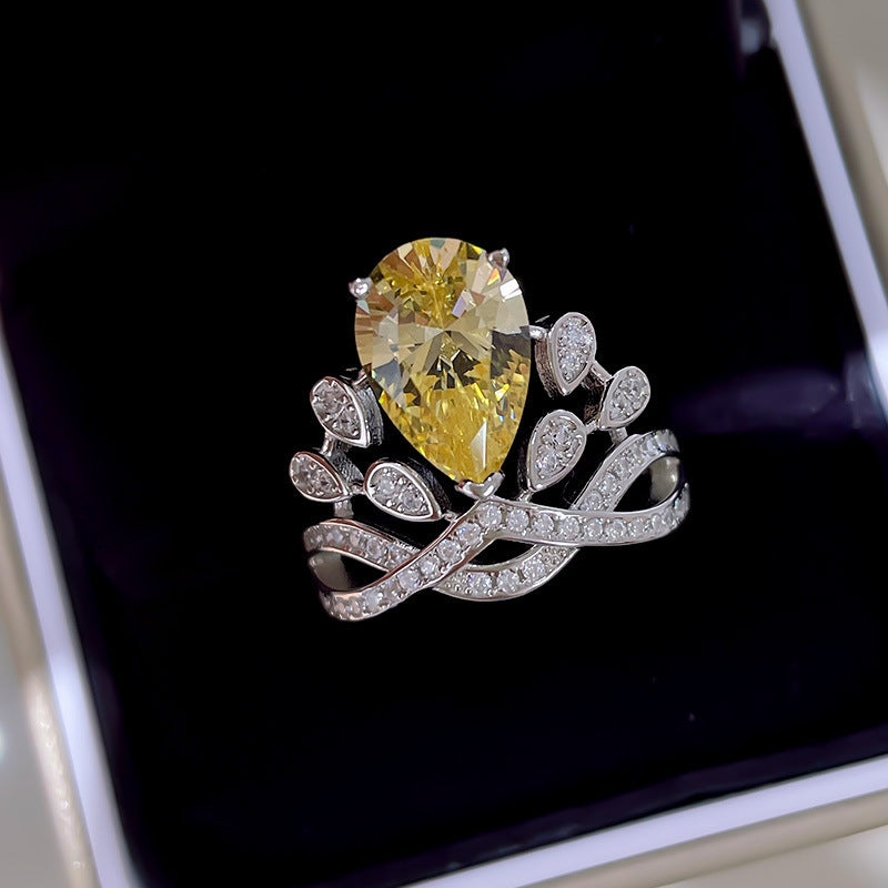 Women's Crown 925 Sterling Silver 5 Karat High Carbon Rhinestone Ring