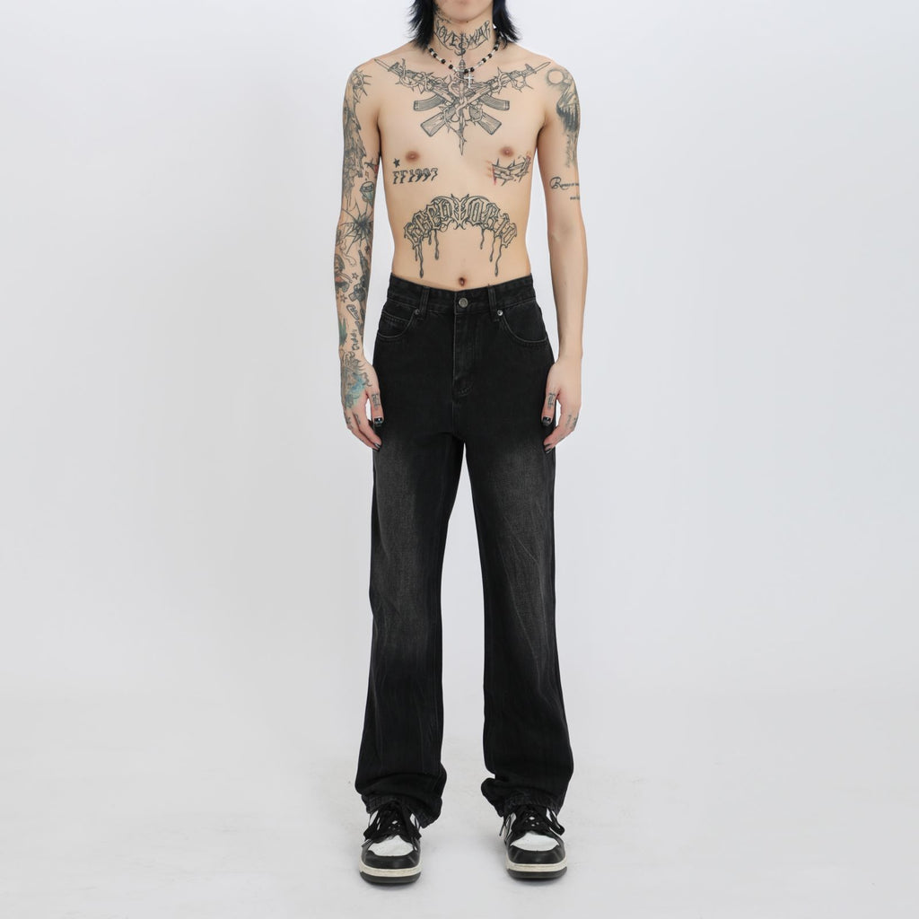 Style Black Gray Lightning Wash Micro-cut Jeans