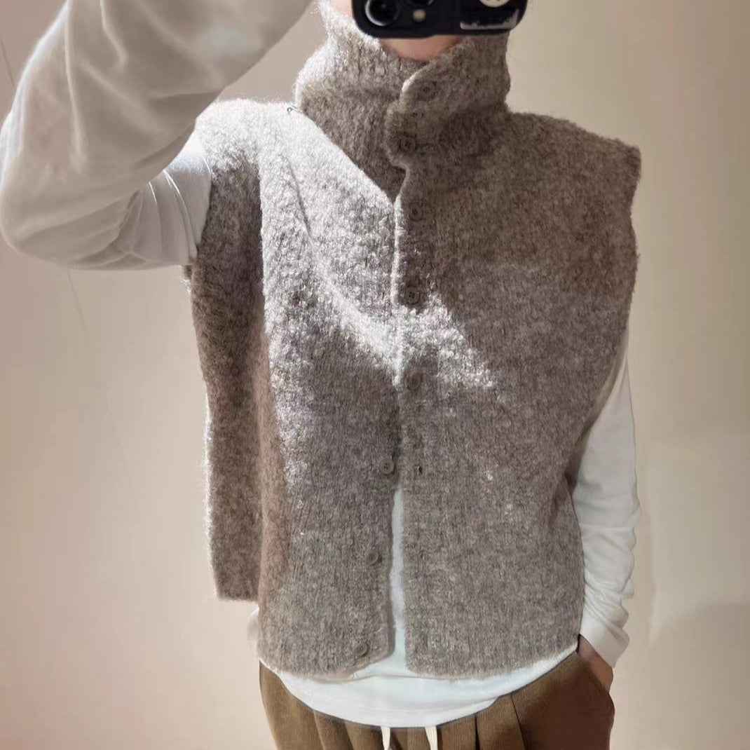 Casual Plus Size Turtleneck Knitted Waistcoat Vest