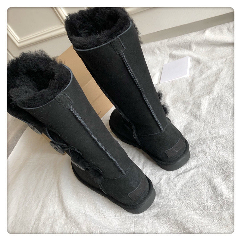 Sheepskin Wool Integrated Women's High Tube Plush