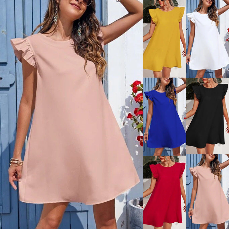 Clothing Sweet Slimming Solid Color Dress