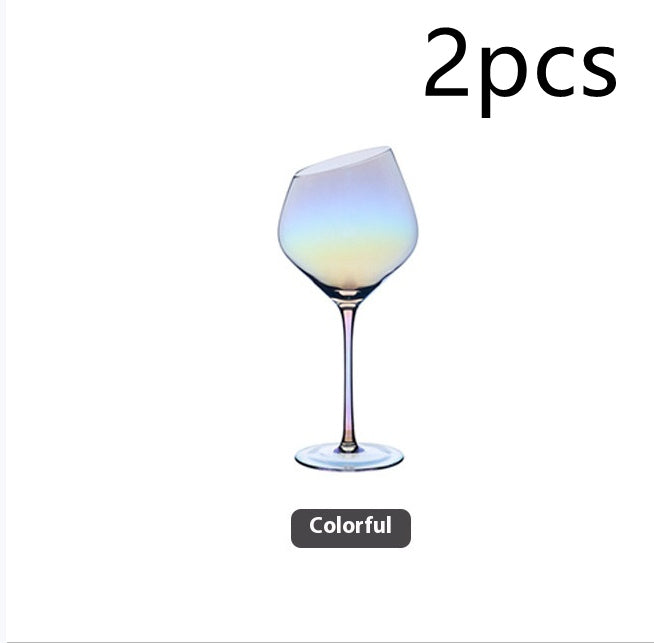 Beveled Big Belly Goblet Crystal Red Wine Electroplated Color Wine Champagne Glass