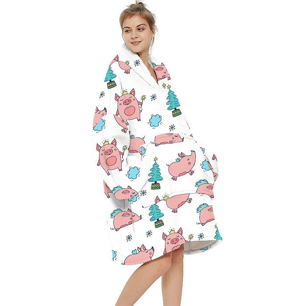 Printed warm layabout blanket hoodie