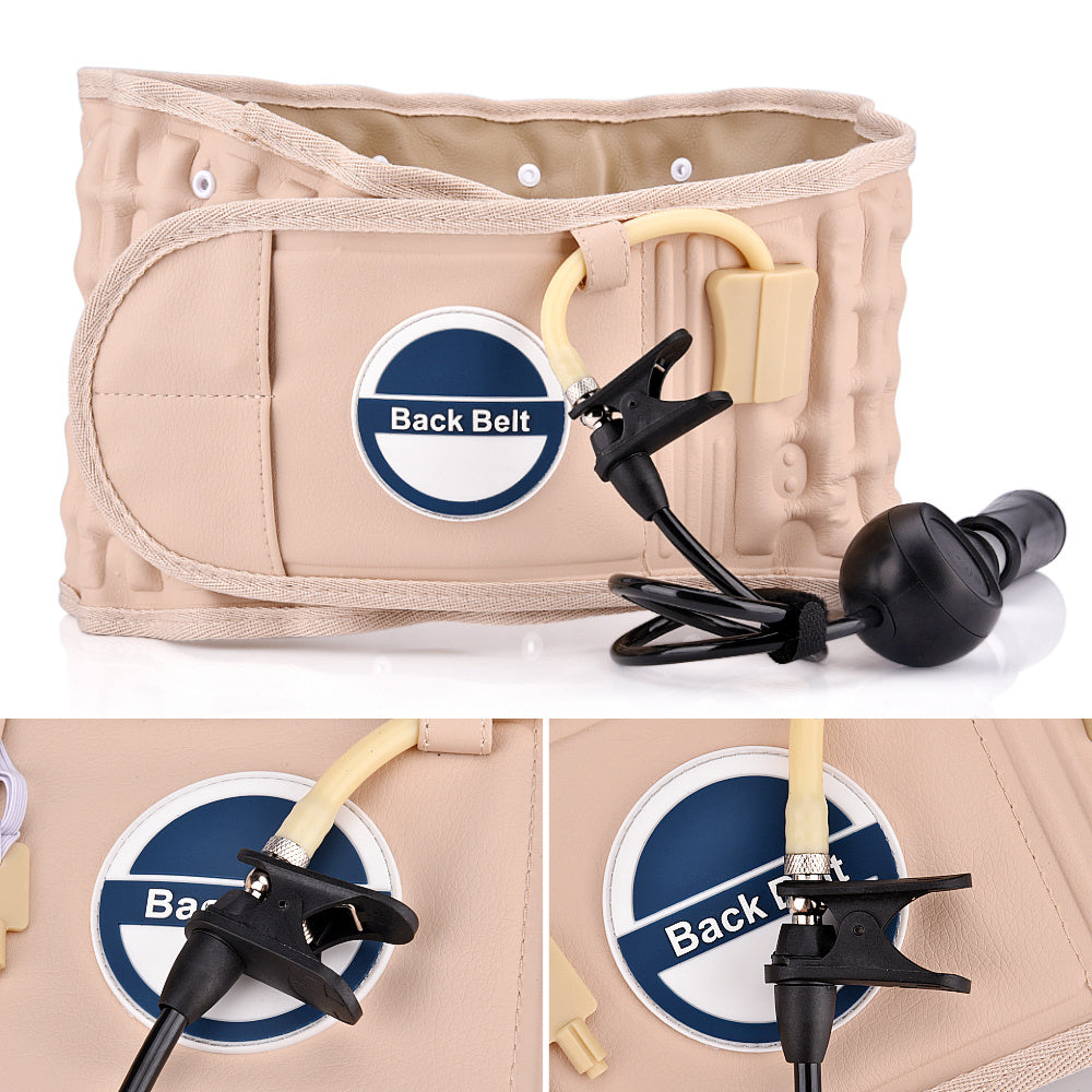 Inflatable belt lumbar traction massager