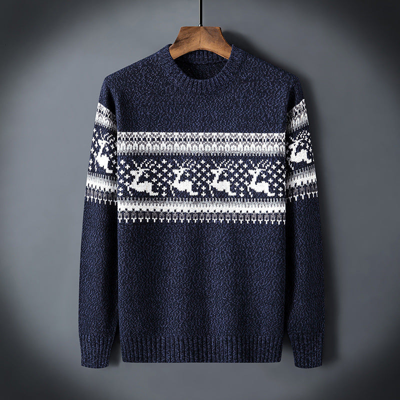 Men's contrast color plus fleece sweater