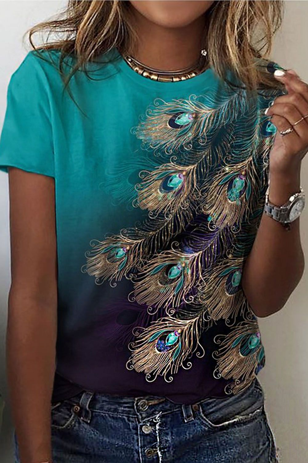 Digital 3D Printing Women's Street Short-sleeved Sports T-shirt Top