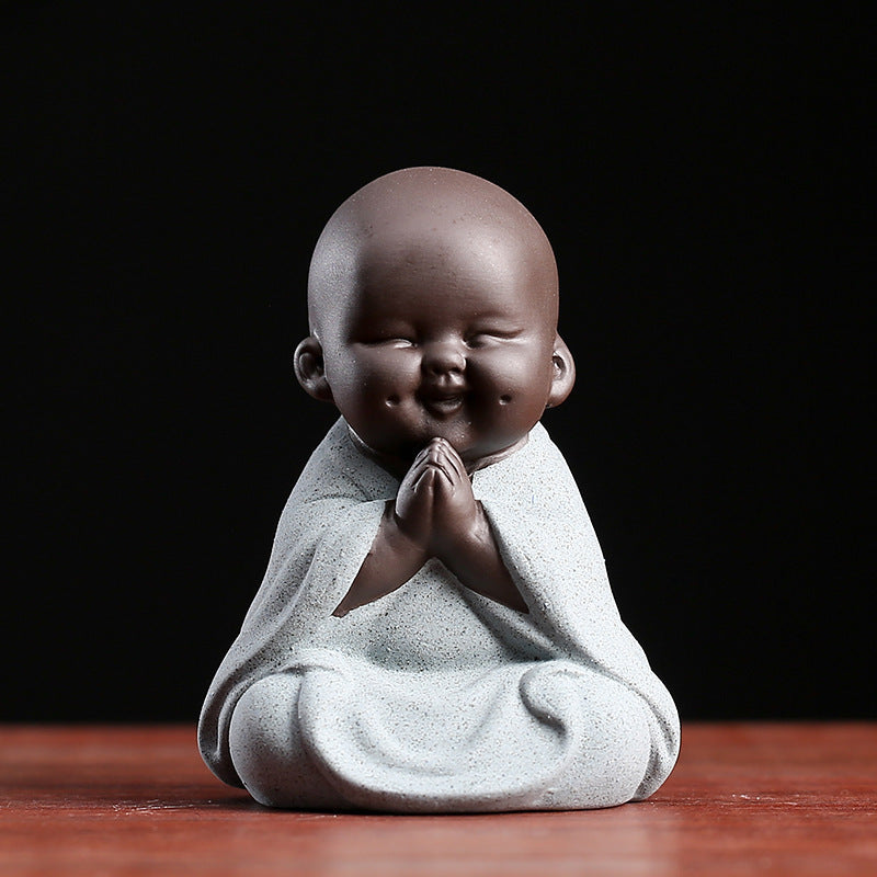 Big Belly Maitreya Buddha Tea Ornaments Small Ornaments Fortune Purple Sand Flower Pots Desk Decorations