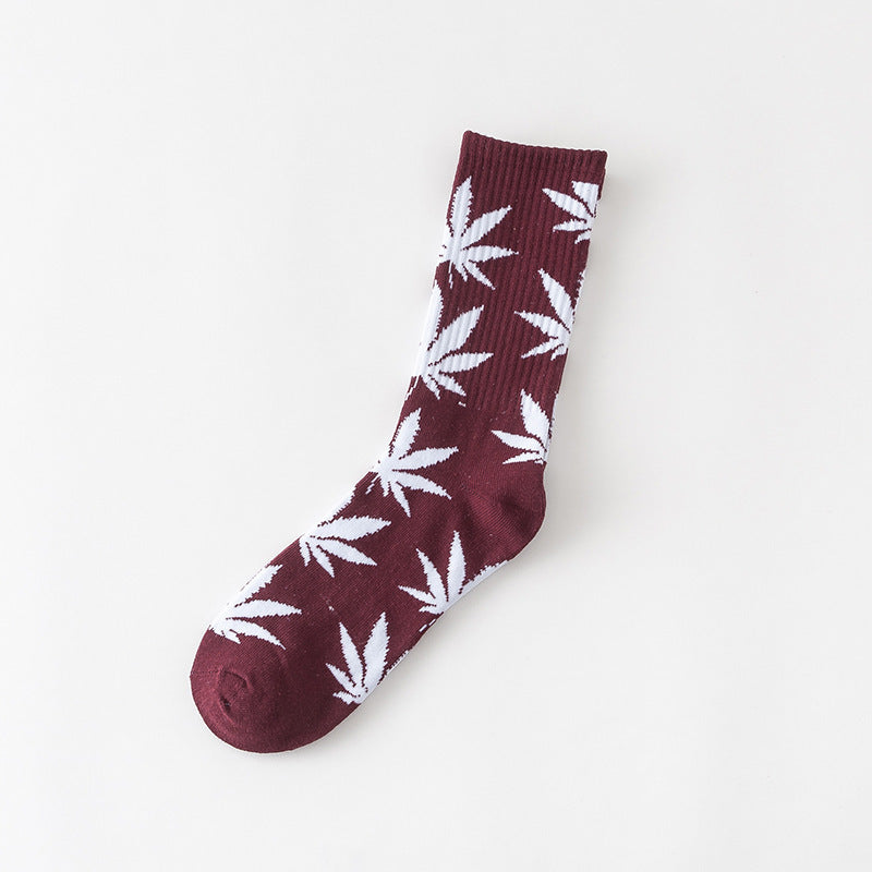 Women's Leaves Are Cotton Middle Tube Socks Thick