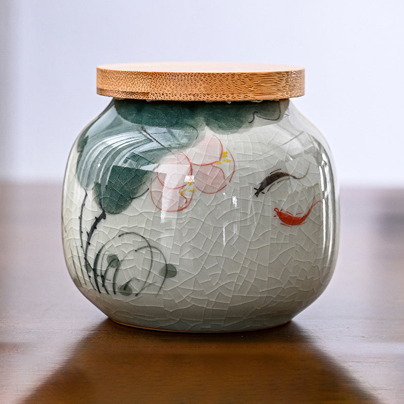 Hand Drawn Ge Kiln Tea Jar