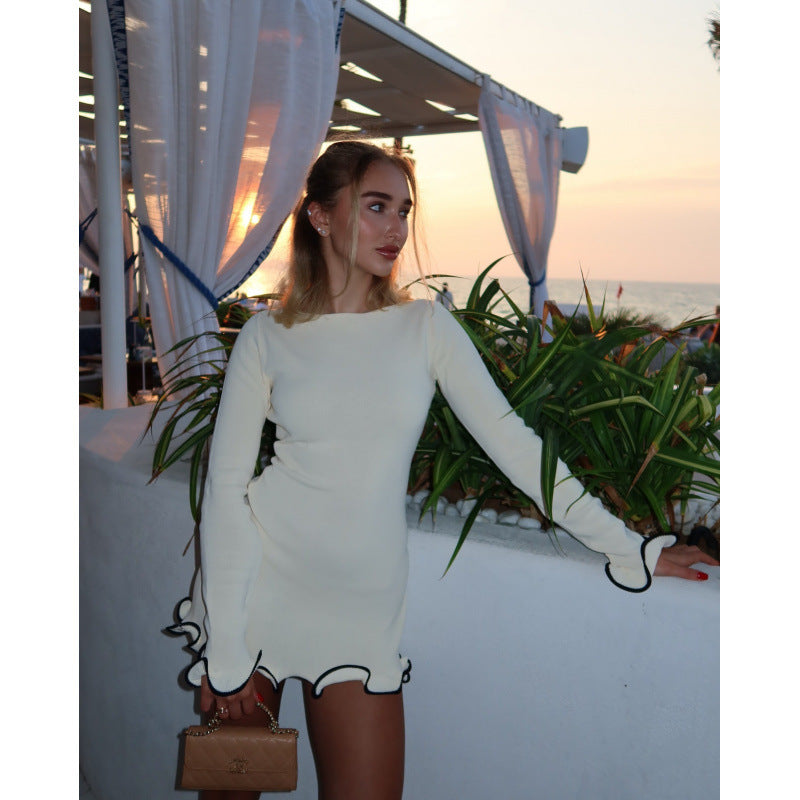 Women's Fashion Ruffles Slim Waist Jumpsuit Skirt